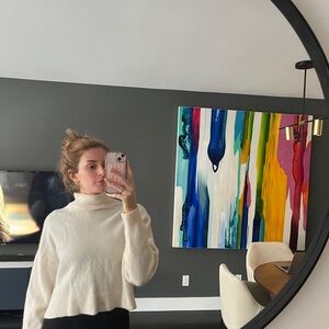 100% Cashmere Cream High Neck Sweater